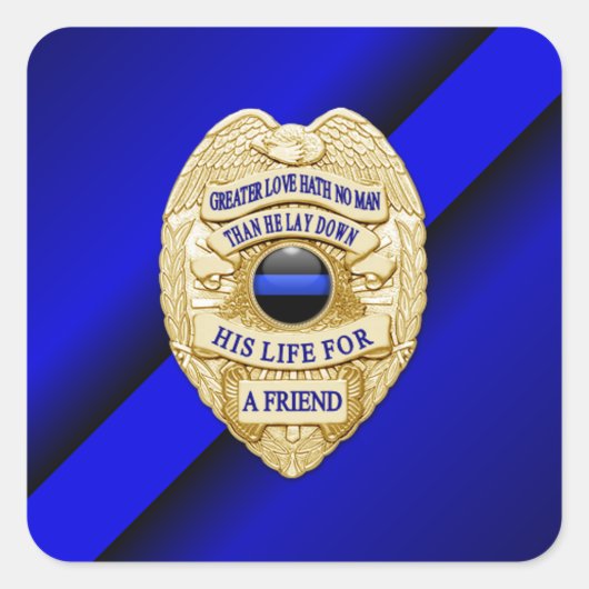 Thin Blue Line Vierkante Sticker (Voorkant)