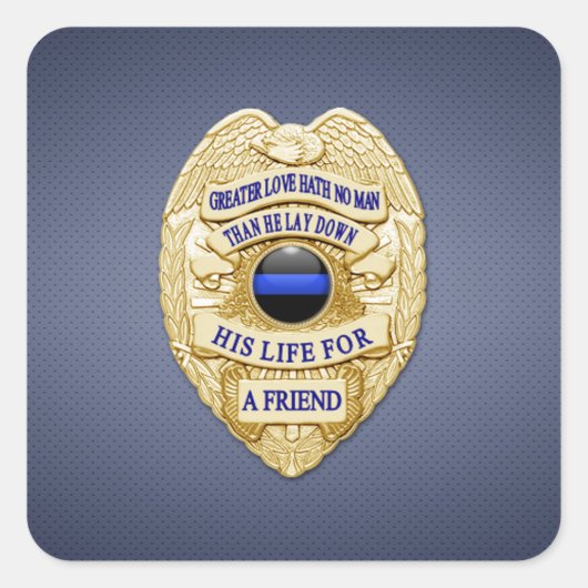 Thin Blue Line Vierkante Sticker (Voorkant)