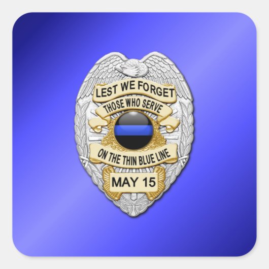 Thin Blue Line Vierkante Sticker (Voorkant)