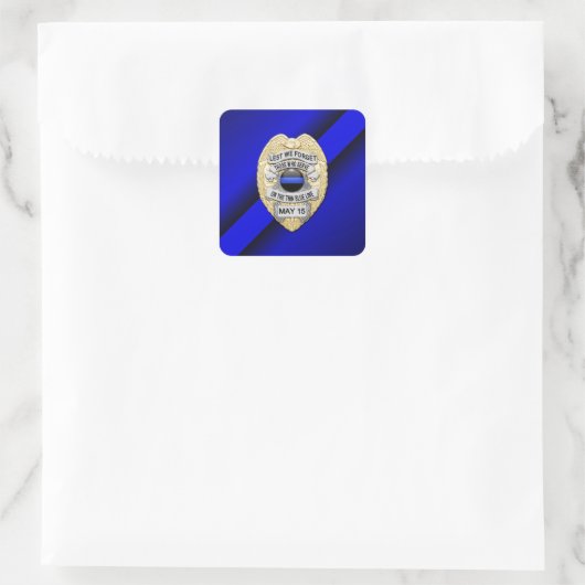 Thin Blue Line Vierkante Sticker (Tas)