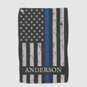 thin blue line vlag Aangepaste politie Golfhanddoek (Voorkant)