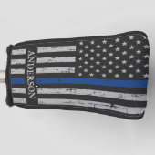 thin blue line vlag Aangepaste politie Golfheadcover (Voorkant)