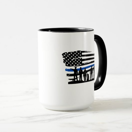 Thin Blue Line Vlag Police Mok (Voorkant rechts)