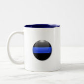 Thin Blue Line Wereldbol & Ggloed Button Tweekleurige Koffiemok (Links)