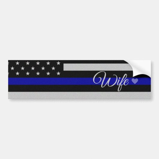 Thin Blue Line Wife Vlag Bumpersticker (Voorkant)
