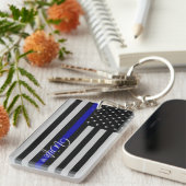 Thin Blue Line Wife Vlag Sleutelhanger (Voorkant Rechts)