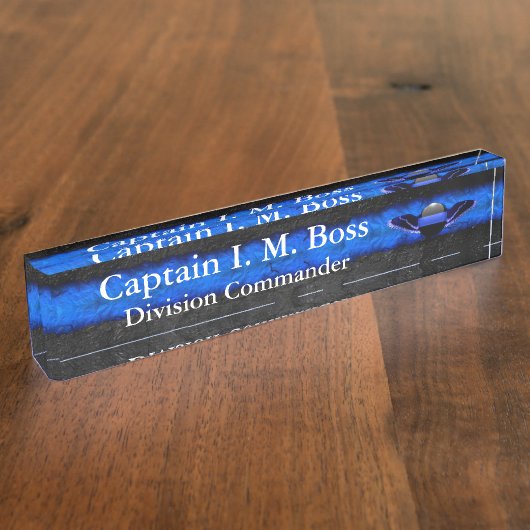 Thin Blue Line - Wings Desk Name plate Naambordje (Zijkant)