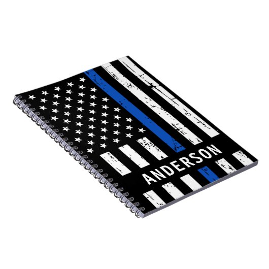 Thin Blue LinePersonalized Police Officer Notitieb Notitieboek (Rechterzijde)