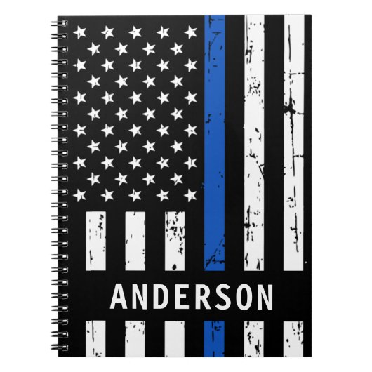 Thin Blue LinePersonalized Police Officer Notitieb Notitieboek (Voorkant)