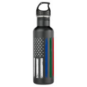 Thin Blue Red Green Line Flag Police Firefighter M Waterfles (Voorkant)