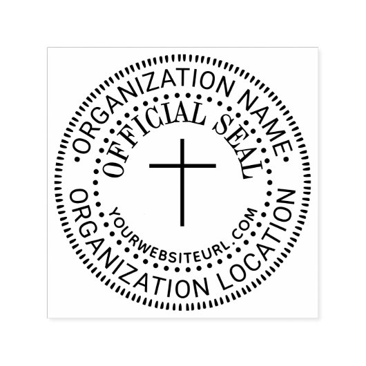 Thin Cross Custom Official Seal Name Loc URL Zelfinktende Stempel (Design)