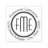 Thin driestuks monogram met naam en retouradres zelfinktende stempel (Design)
