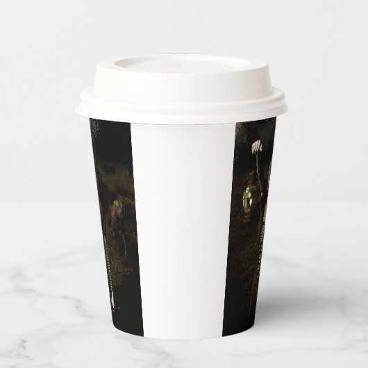 Thin female carrying lamp papieren bekers (Links)