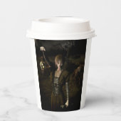 Thin female carrying lamp papieren bekers (Achterkant)