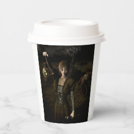 Thin female carrying lamp papieren bekers