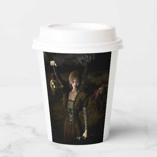 Thin female carrying lamp papieren bekers (Voorkant)