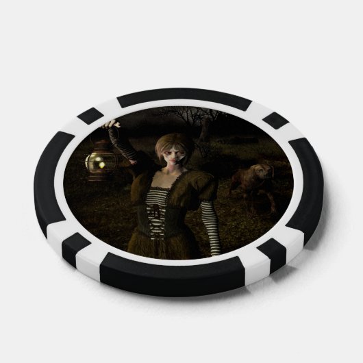 Thin female carrying lamp poker chips (Enkel)