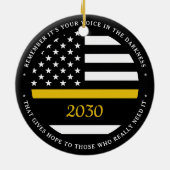 Thin Gold Line 911 Dispatcher-kerstmis Keramisch Ornament (Achterkant)