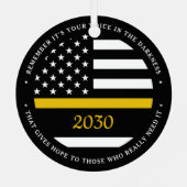 Thin Gold Line 911 Dispatcher-kerstmis Metalen Ornament (Achterkant)