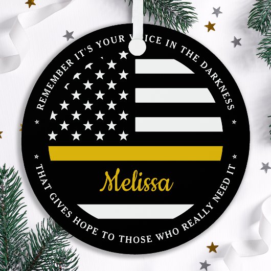 Thin Gold Line 911 Dispatcher-kerstmis Metalen Ornament
