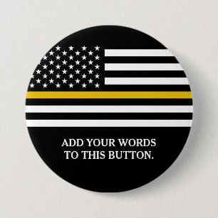 Thin Gold Line American Flag Custom Text Ronde Button 7,6 Cm