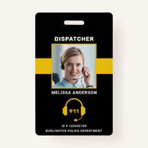 Thin Gold Line Custom Photo 911 Dispatcher ID Kaar Badge