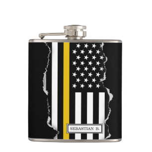 Thin Gold Line Dispatch USA Flag Torn Out Heupfles