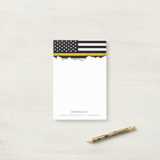 Thin Gold Line Dispatcher Style American Flag Post-it® Notes (Op bureau)