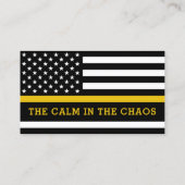 Thin Gold Line Flag Custom Logo 911 Dispatcher Visitekaartje (Achterkant)