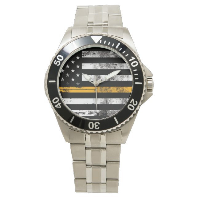 Thin Gold Line Flag Dispatch Mannen Horloge (Voorkant)