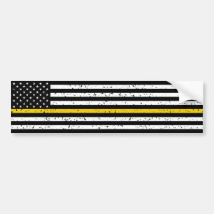 Thin Gold Line Flag Dispatcher Bumpersticker