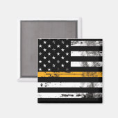Thin Gold Line Flag Dispatcher Magnet (Voorkant / Achterkant)