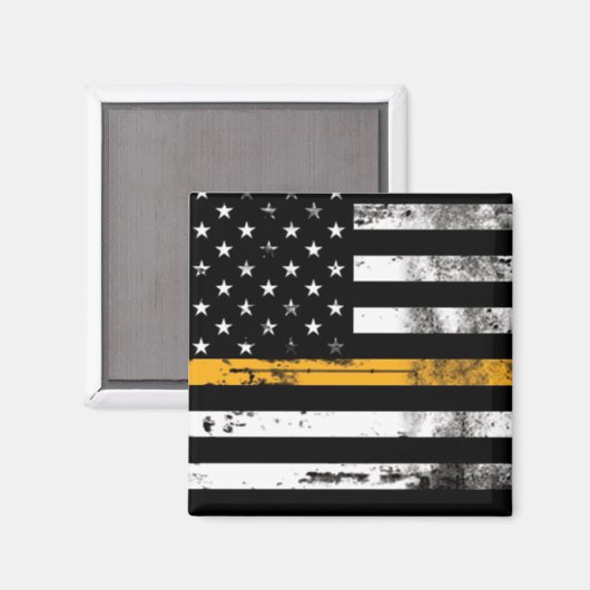 Thin Gold Line Flag Dispatcher Magnet (Voorkant / Achterkant)