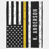 Thin Gold Line Flag op persoonlijke titel 911-verz Fleece Deken (Voorkant)