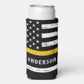 Thin Gold Line Flag op persoonlijke titel 911-verz Seltzer Blikjeskoeler (Seltzer Voorkant)