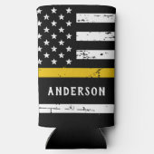 Thin Gold Line Flag op persoonlijke titel 911-verz Seltzer Blikjeskoeler (Achterkant)