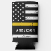 Thin Gold Line Flag op persoonlijke titel 911-verz Seltzer Blikjeskoeler (Voorkant)