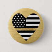 Thin Gold Line Glitter Heart Ronde Button 5,7 Cm (Voorkant)