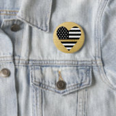 Thin Gold Line Glitter Heart Ronde Button 5,7 Cm (In situ)