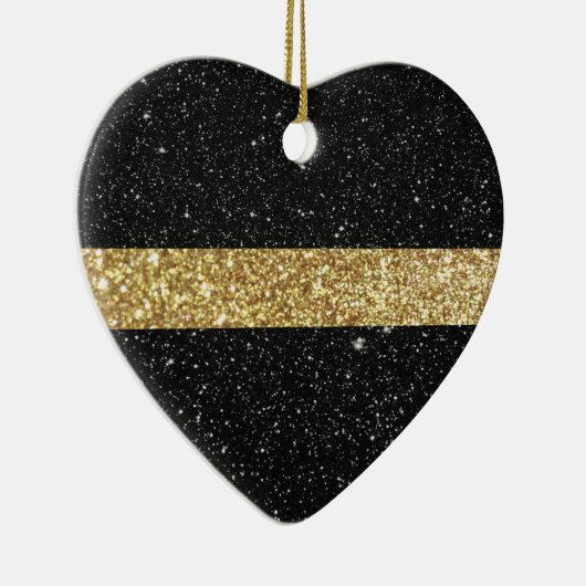 Thin Gold Line Glitter Keramisch Ornament (Rechts)