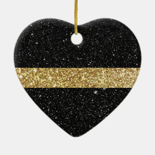 Thin Gold Line Glitter Keramisch Ornament (Achterkant)