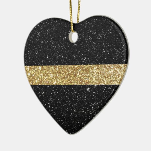 Thin Gold Line Glitter Keramisch Ornament (Links)