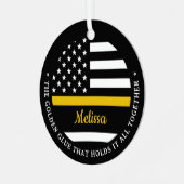 Thin Gold Line Golden Glue 911 Dispatcher Metalen Ornament (Voorkant links)