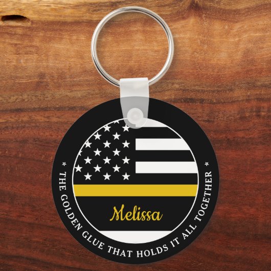 Thin Gold Line Golden Glue 911 Dispatcher Sleutelhanger (Voorkant)