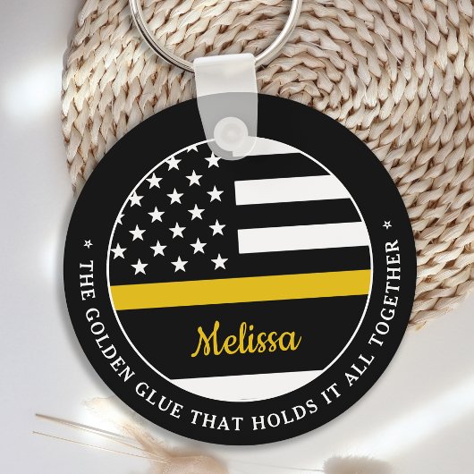 Thin Gold Line Golden Glue 911 Dispatcher Sleutelhanger