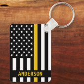 Thin Gold Line Personal Name 911 Dispatcher Ke Sleutelhanger (Achterkant)