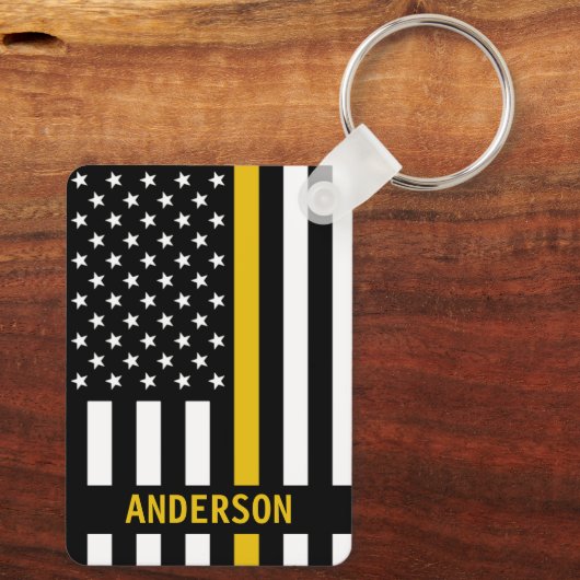 Thin Gold Line Personal Name 911 Dispatcher Ke Sleutelhanger (Achterkant)