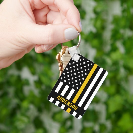 Thin Gold Line Personal Name 911 Dispatcher Ke Sleutelhanger (Hand)