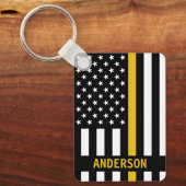 Thin Gold Line Personal Name 911 Dispatcher Ke Sleutelhanger (Voorkant)