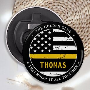 Thin Gold Line Personalized 911 Dispatcher Button Flesopener